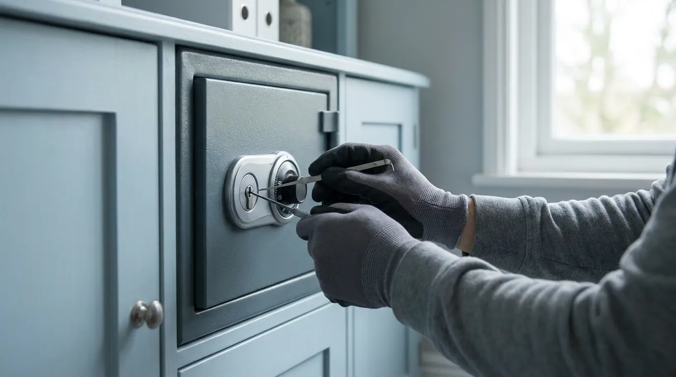 Locksmith opening and servicing a safe in Perth